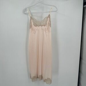Wonder Maid Womens Vintage Coquette Slip Dress Size M Pink Lace Trim Mid Century